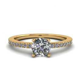 Seitlicher Pavé-Ring mit weißem Diamant, 18 Karat Gelbgold Seitlicher Pavé-Ring mit weißem Diamant, 18 Karat Gelbgold
