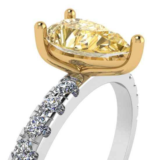 Birnengelber Diamant von 0,5 ct mit seitlichem Pavé-Ring,  Bild vergrößern 2