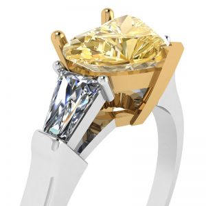 1 Karat herzförmiger gelber Diamant mit weißem Baguettering - Foto 1