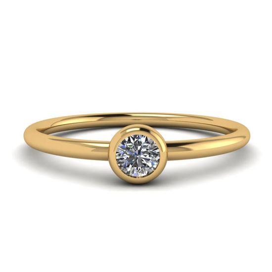 Runder kleiner Diamantring La Promesse aus Gelbgold, Bild vergrößern 1