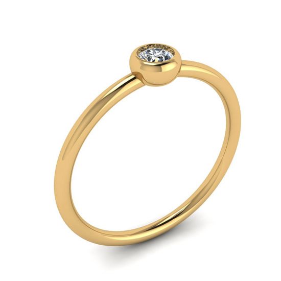 Runder kleiner Diamantring La Promesse aus Gelbgold,  Bild vergrößern 4