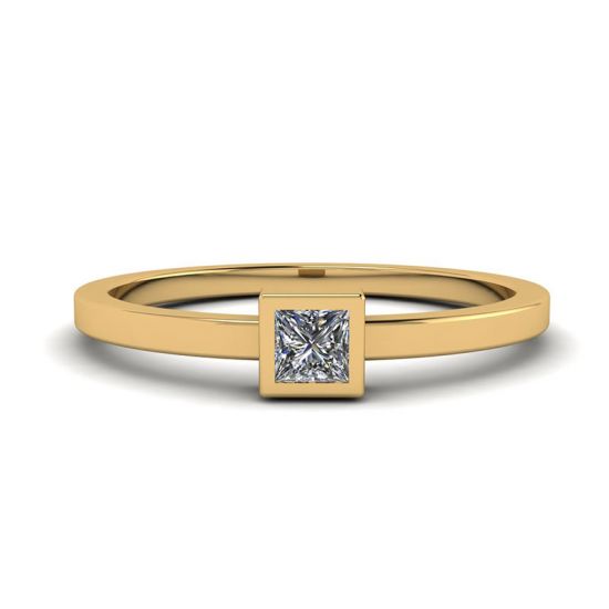 Kleiner Ring mit Prinzessinnendiamant La Promesse aus Gelbgold, Bild vergrößern 1