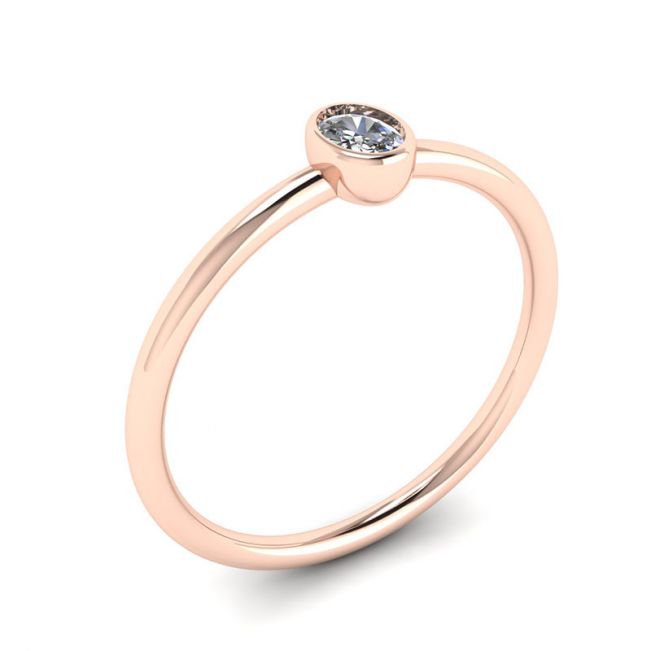 Ovaler kleiner Diamantring La Promesse aus Roségold - Foto 3