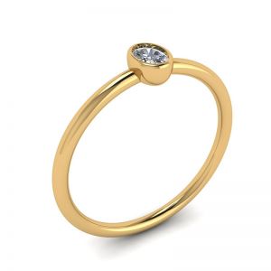 Ovaler kleiner Diamantring La Promesse aus Gelbgold - Foto 3