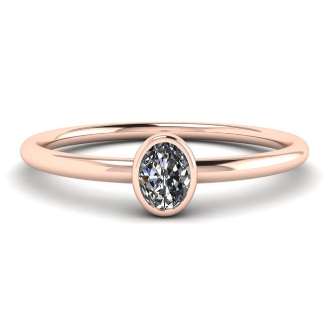 Ovaler kleiner Diamantring La Promesse aus Roségold