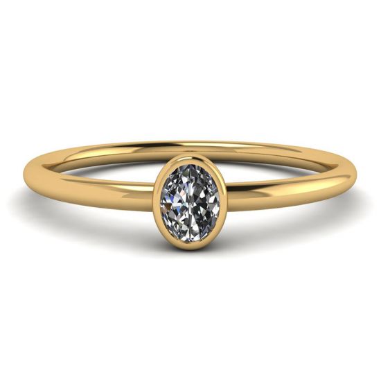 Ovaler kleiner Diamantring La Promesse aus Gelbgold, Bild vergrößern 1