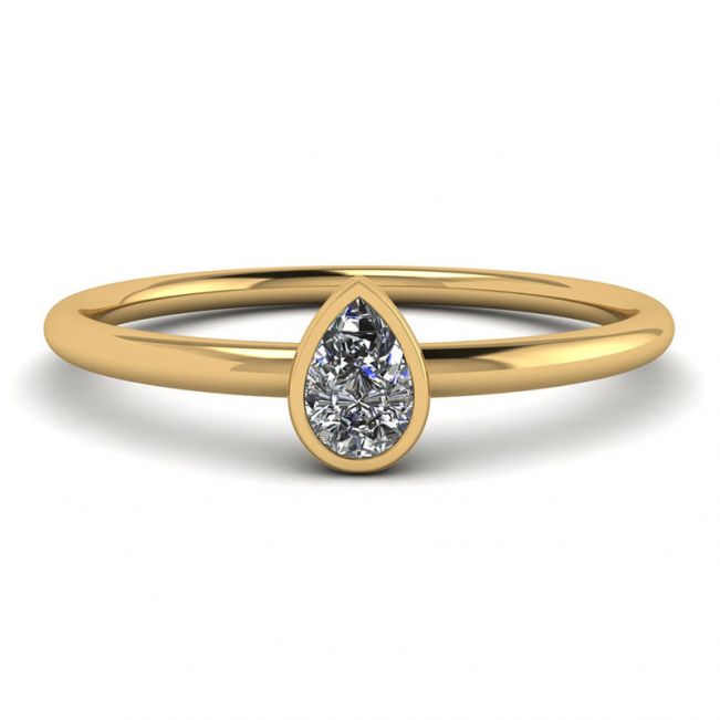 Kleiner Ring mit Birnendiamant La Promesse aus Gelbgold