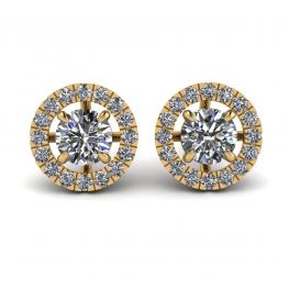 Runde Diamant-Halo-Ohrstecker aus 18 Karat Gelbgold