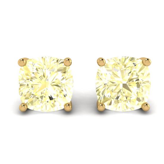 Kissenförmige gelbe Diamant-Ohrstecker aus 18 Karat Gelbgold