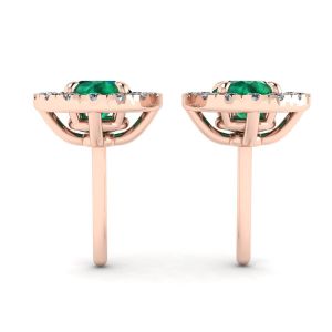 Smaragd-Ohrstecker mit abnehmbarer Diamant-Halo-Jacke aus Roségold - Foto 1