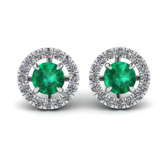 Smaragd-Ohrstecker mit abnehmbarer Diamant-Halo-Jacke, Bild 1