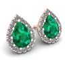 Birnenförmiger Smaragd mit Diamant-Halo-Ohrringen aus Roségold, Bild 2