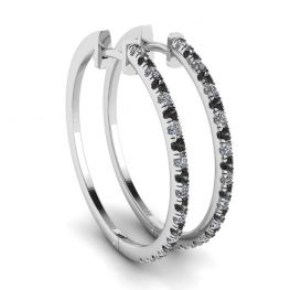 Creolen mit schwarzen und weißen Diamanten aus Weißgold