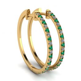 Diamant- und Smaragd-Creolen aus Gelbgold
