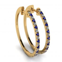 Creolen mit Saphir und Diamanten aus Gelbgold