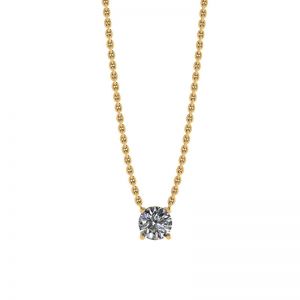 Klassische Solitär-Diamant-Halskette an dünner Kette aus Gelbgold