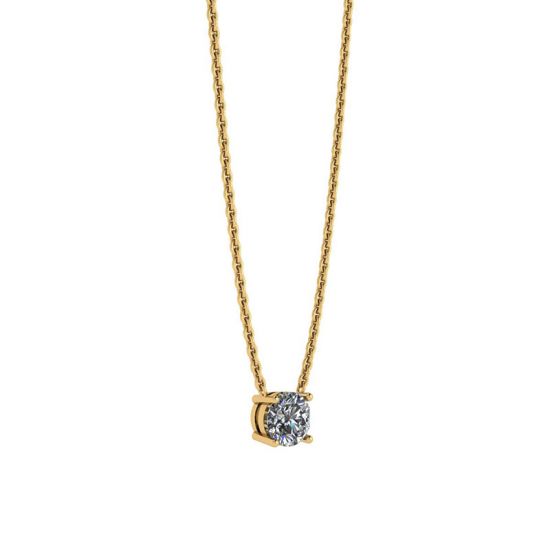 Klassische Solitär-Diamant-Halskette an dünner Kette aus Gelbgold,  Bild vergrößern 2