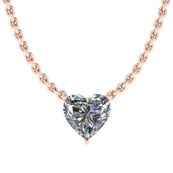 Herz-Diamant-Solitär-Halskette an dünner Kette aus Roségold, Bild 1
