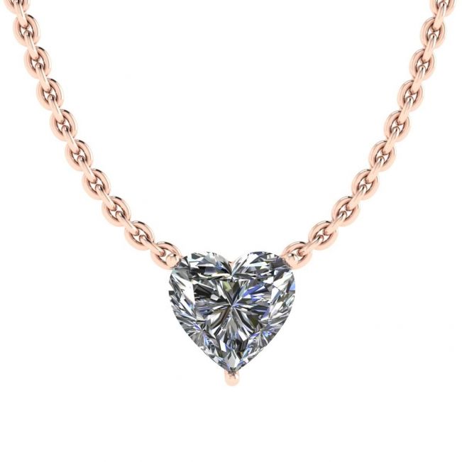 Herz-Diamant-Solitär-Halskette an dünner Kette aus Roségold