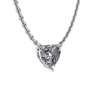 Herz-Diamant-Solitär-Halskette an dünner Kette aus Weißgold - Foto 1