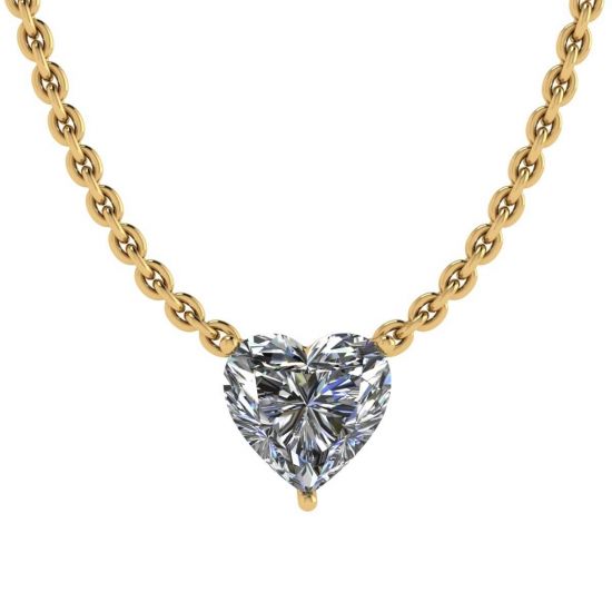 Herz-Diamant-Solitär-Halskette an dünner Kette aus Gelbgold, Bild 1