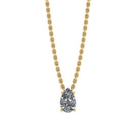 Birnen-Diamant-Solitär-Halskette an dünner gelber Kette