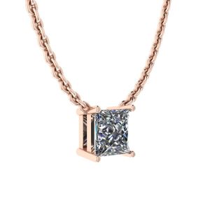 Prinzessinnen-Diamant-Solitär-Halskette an dünner Kette aus Roségold - Foto 1