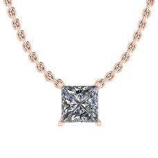 Prinzessinnen-Diamant-Solitär-Halskette an dünner Kette aus Roségold
