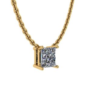 Prinzessinnen-Diamant-Solitär-Halskette an dünner Kette aus Gelbgold - Foto 1