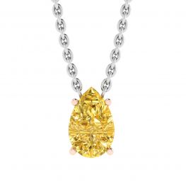 Birnenförmige Halskette mit ausgefallenen gelben Diamanten aus Roségold