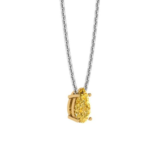 Birnenförmige Halskette mit ausgefallenen gelben Diamanten aus Gelbgold, More Image 0