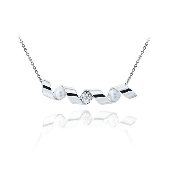 Smile-Halskette mit Diamant und Meeresperlen – Ruban-Kollektion, Bild vergrößern 1