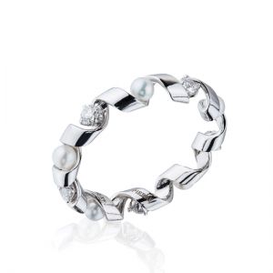 Ring mit Diamanten und Seeperlen – Ruban-Kollektion