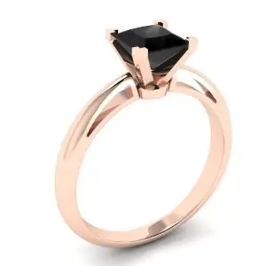 Quadratischer schwarzer Diamantring aus Roségold - Foto 3