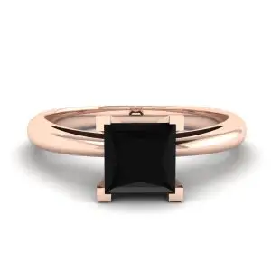 Quadratischer schwarzer Diamantring aus Roségold