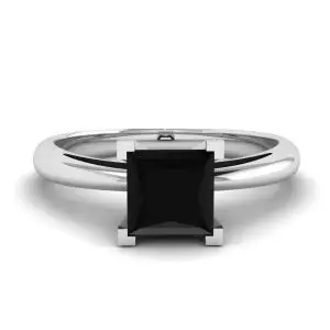1 Karat schwarzer Diamant-Solitärring aus Weißgold