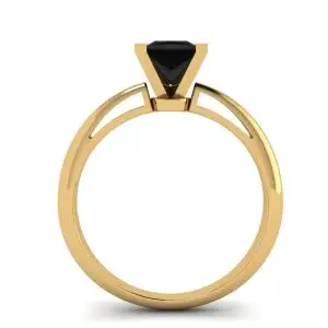 Quadratischer schwarzer Diamantring aus Gelbgold - Foto 1