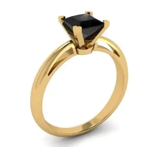 Quadratischer schwarzer Diamantring aus Gelbgold - Foto 3