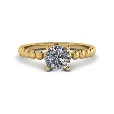 Runder Diamant-Solitärring auf Perlenring aus Gelbgold