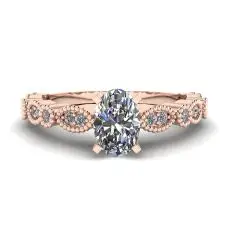 Ovaler Diamantring im romantischen Stil aus Roségold