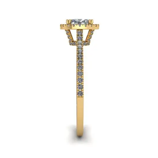 Halo-Diamant-Ring im Ovalschliff aus 18 Karat Gelbgold,  Bild vergrößern 3