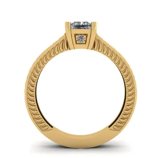 Orientalischer Diamantring im Princess-Schliff aus 18 Karat Gelbgold,  Bild vergrößern 2