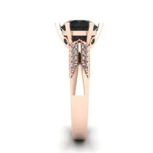 Schwarzer Diamant mit 6 Zinken und zweifarbigem Pavé-Ring aus Roségold - Foto 2