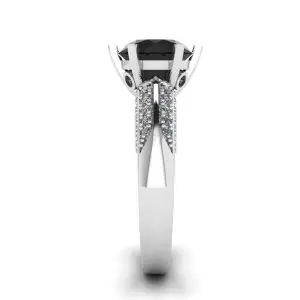 Schwarzer Diamant mit 6 Zinken und zweifarbigem Pavé-Ring aus Weißgold - Foto 2