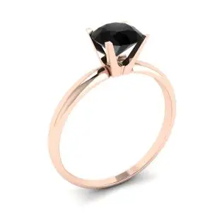 Schwarzer Diamant-V-Fassungsring aus Roségold - Foto 3