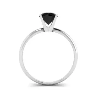Schwarzer Diamant-V-Fassungsring aus Weißgold - Foto 1