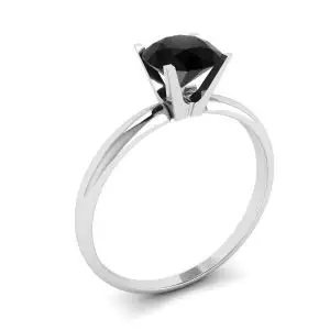 Schwarzer Diamant-V-Fassungsring aus Weißgold - Foto 3