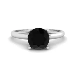 Schwarzer Diamant-V-Fassungsring aus Weißgold