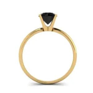 Schwarzer Diamant-V-Fassungsring aus Gelbgold - Foto 1
