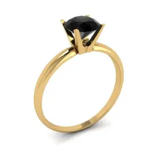 Schwarzer Diamant-V-Fassungsring aus Gelbgold - Foto 3